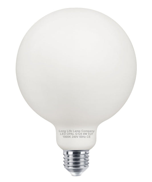 8w Decorative LED Opal G125 Globe Light Bulb E27 Edison Screw Warm White - Energy Light Bulbs - Free delivery on all orders