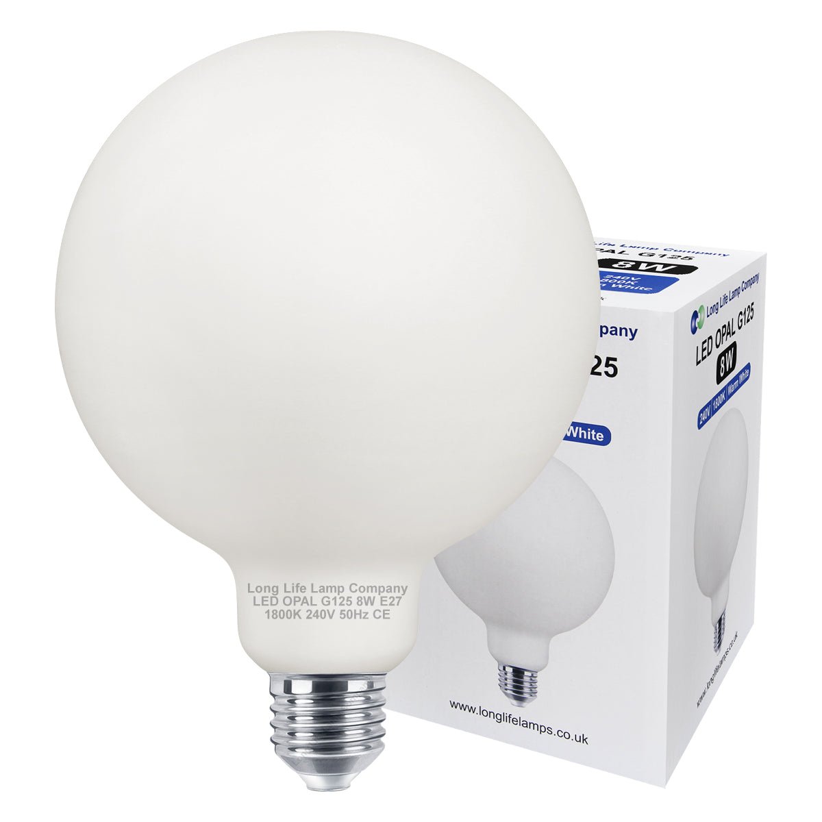 8w Decorative LED Opal G125 Globe Light Bulb E27 Edison Screw Warm White - Energy Light Bulbs - Free delivery on all orders