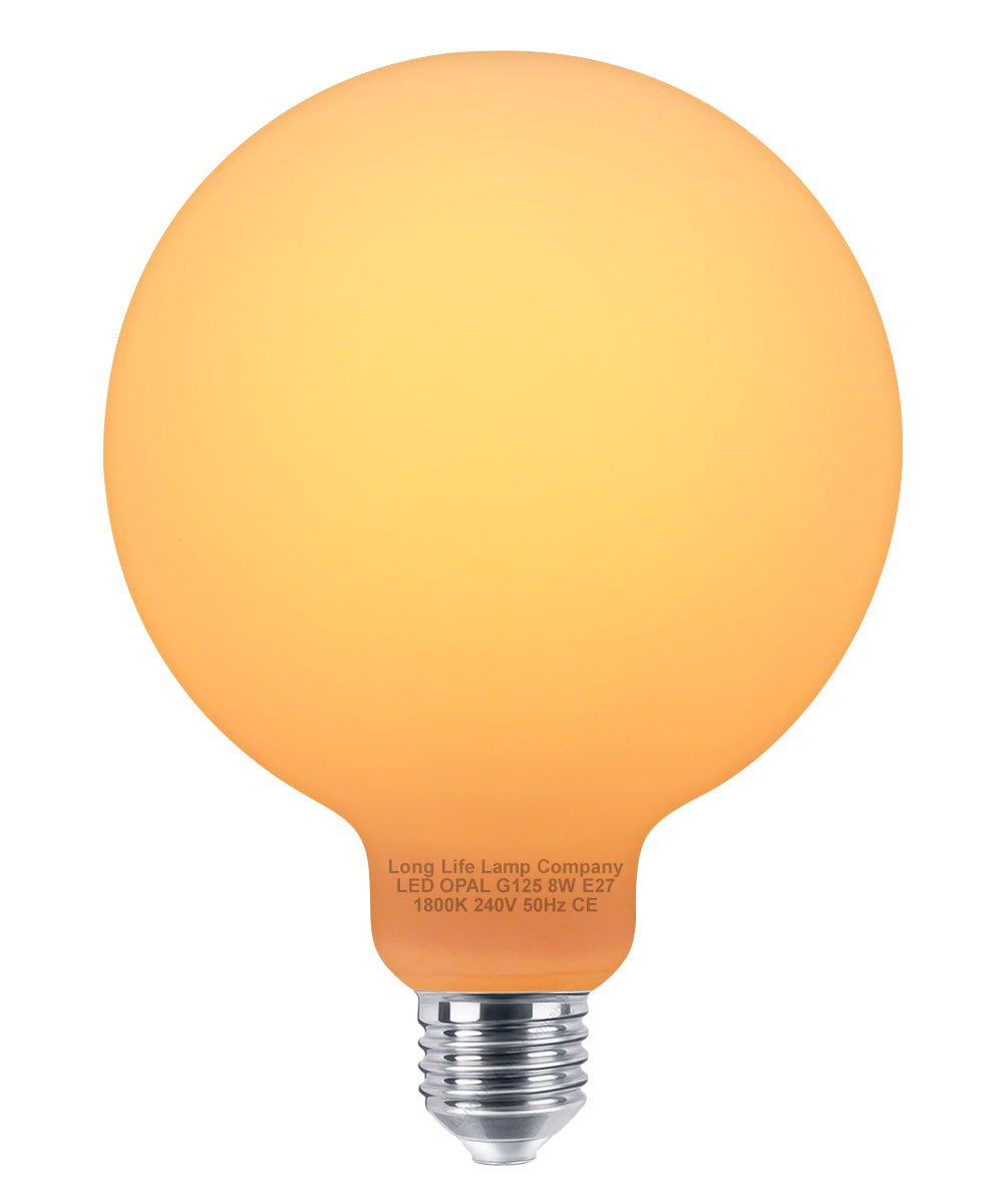 8w Decorative LED Opal G125 Globe Light Bulb E27 Edison Screw Warm White - Energy Light Bulbs - Free delivery on all orders