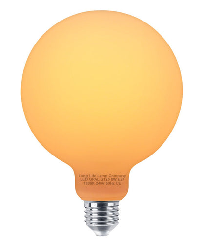 8w Decorative LED Opal G125 Globe Light Bulb E27 Edison Screw Warm White - Energy Light Bulbs - Free delivery on all orders