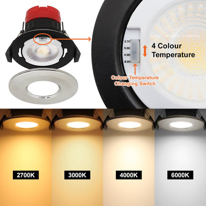8W Fire Rated Downlights Dimmable Brushed Chrome - Energy Light Bulbs - Free delivery on all orders