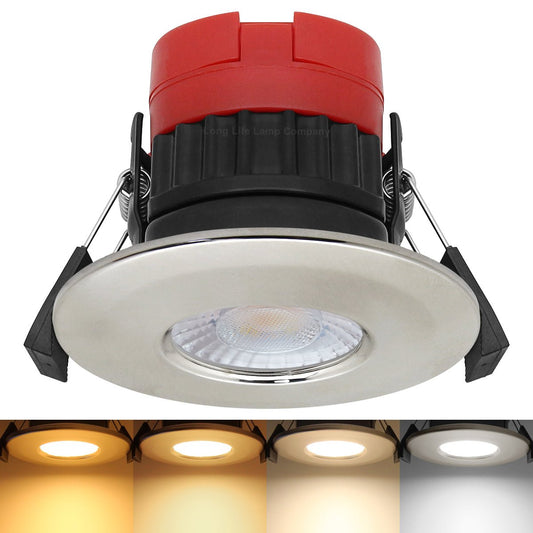 8W Fire Rated Downlights Dimmable Brushed Chrome - Energy Light Bulbs - Free delivery on all orders