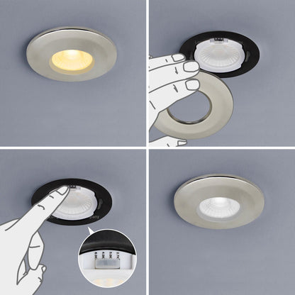 8W Fire Rated Downlights Dimmable Brushed Chrome - Energy Light Bulbs - Free delivery on all orders