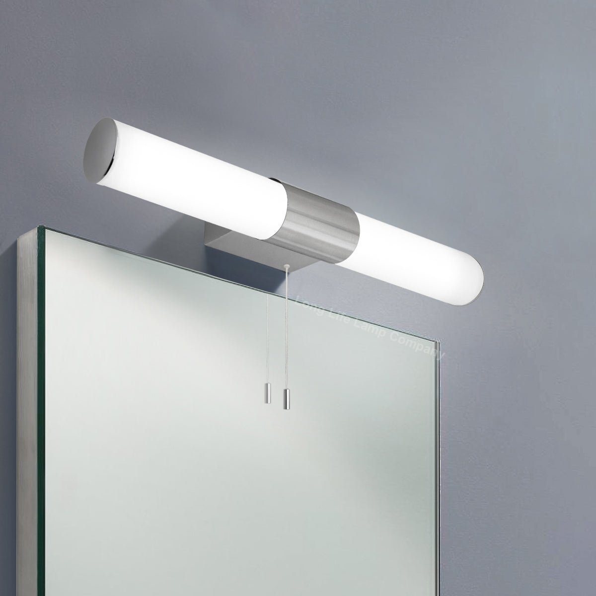 8w LED Bathroom Frosted Mirror Wall Light With Pull Cord Cool White 6500k IP44 - Energy Light Bulbs - Free delivery on all orders