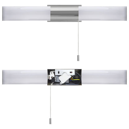 8w LED Bathroom Frosted Mirror Wall Light With Pull Cord Cool White 6500k IP44 - Energy Light Bulbs - Free delivery on all orders