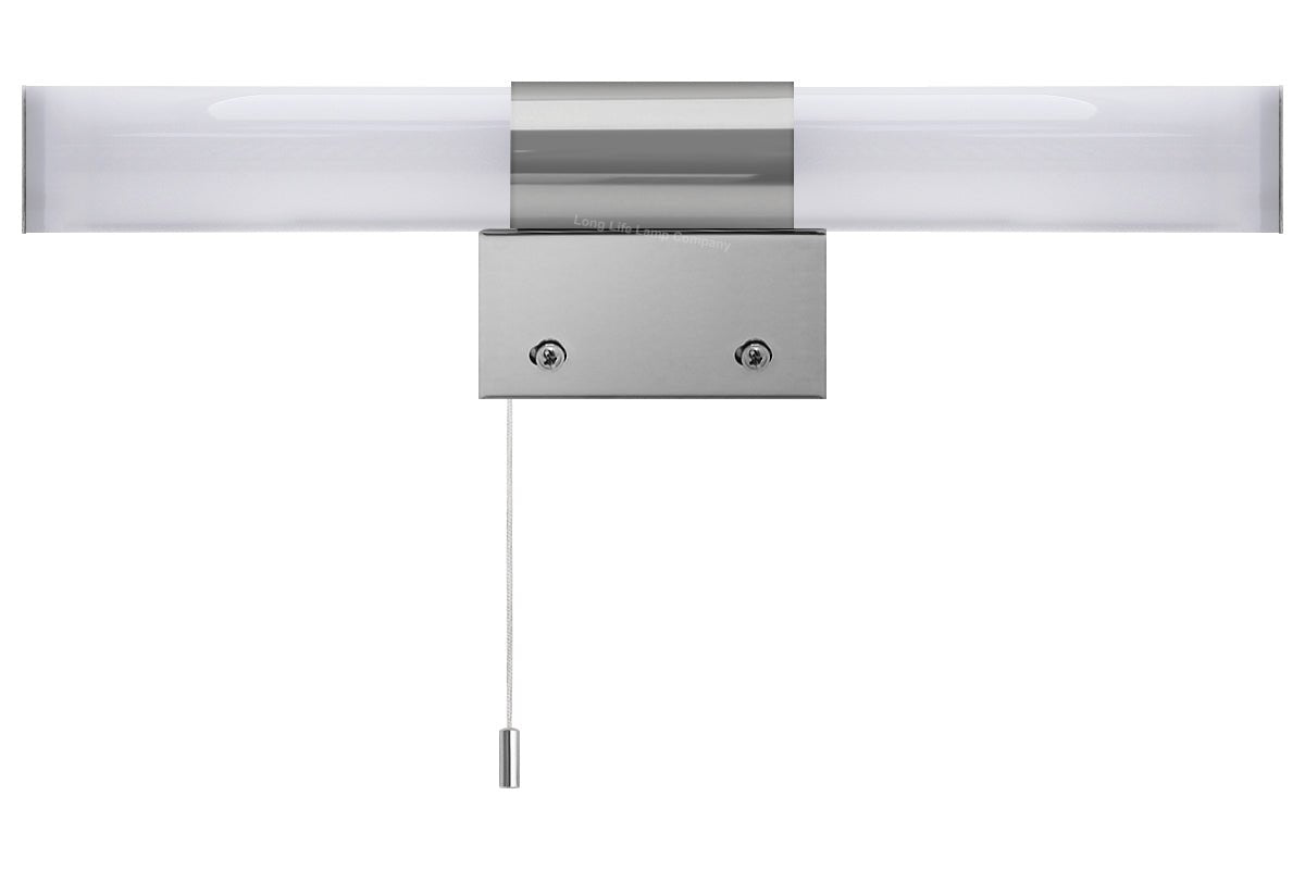 8w LED Bathroom Frosted Mirror Wall Light With Pull Cord Cool White 6500k IP44 - Energy Light Bulbs - Free delivery on all orders