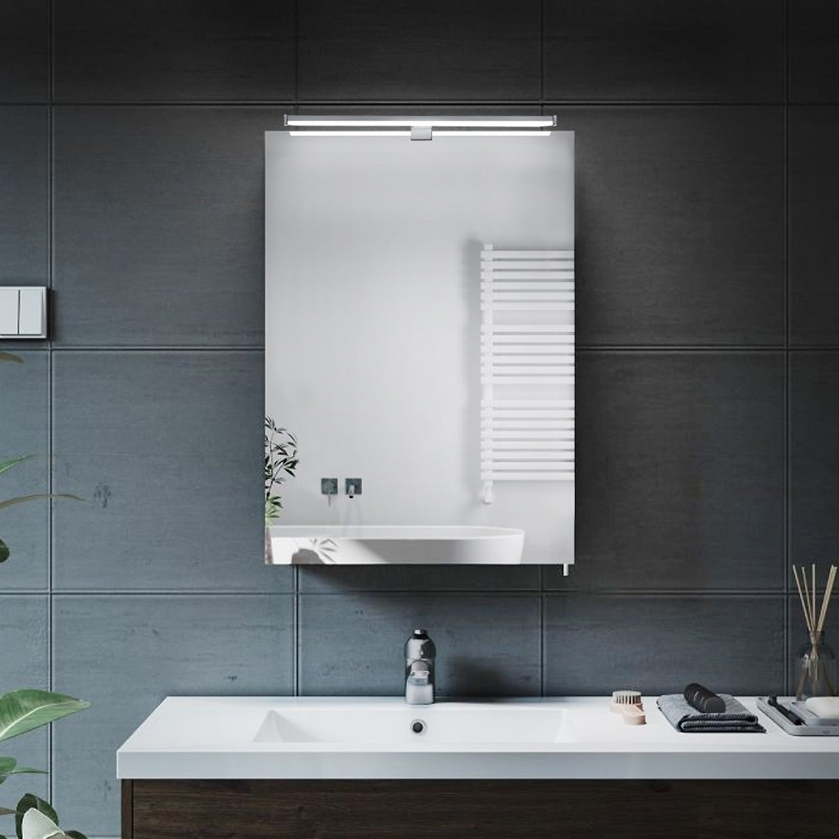 8W LED Mirror Light 3 Mounting Option Cool White 6500k IP44 Wall Light - Energy Light Bulbs - Free delivery on all orders