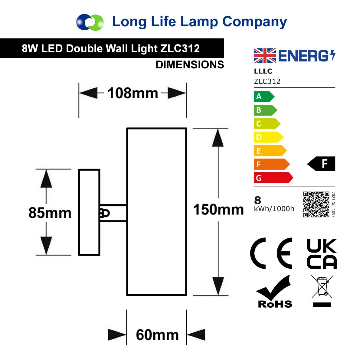 8W LED Modern Outdoor Stainless Steel Double Wall Light Cool White ZLC312 - Free delivery on all orders