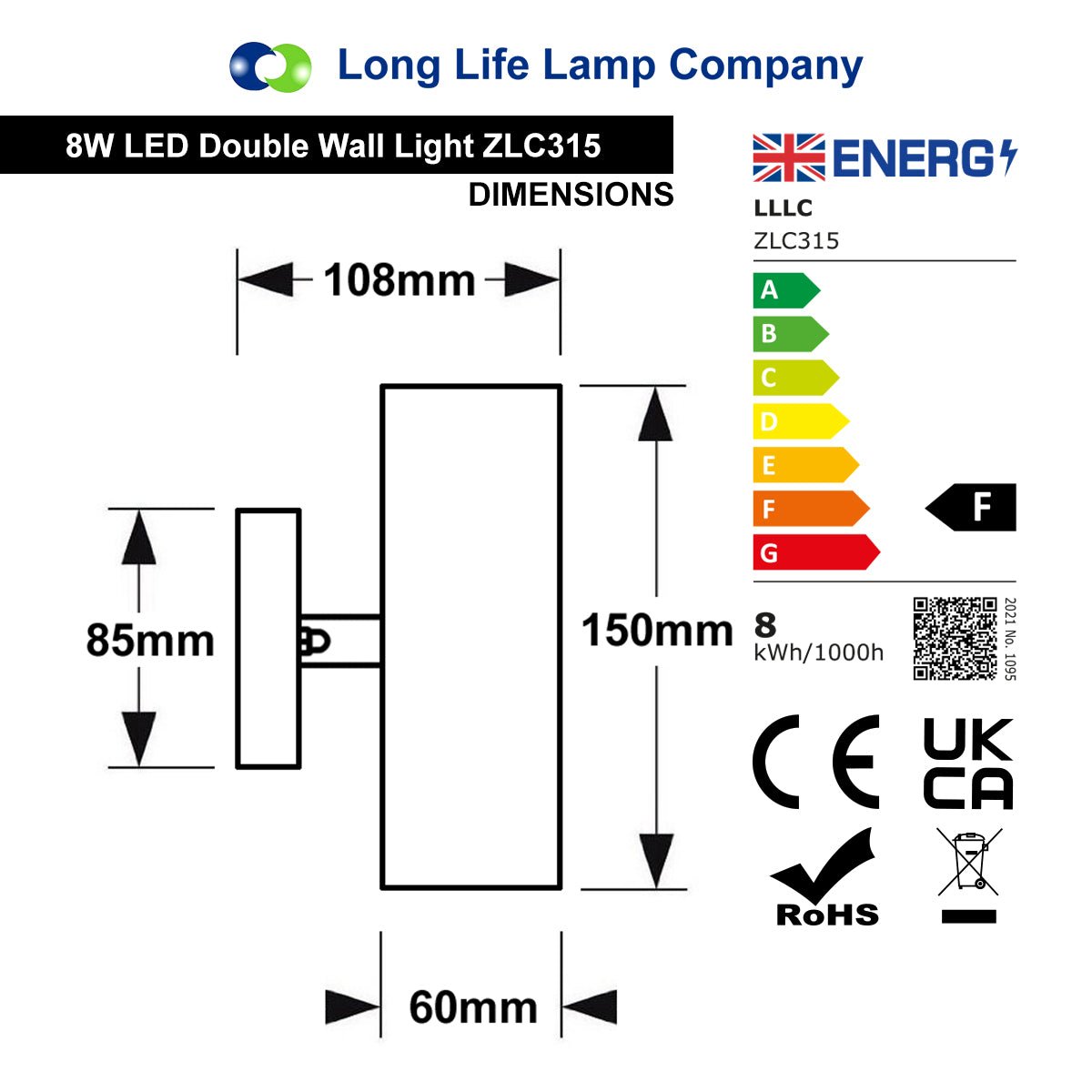 8W LED Outdoor Double Wall Light Warm White Stainless Steel IP54 ZLC315 - Free delivery on all orders
