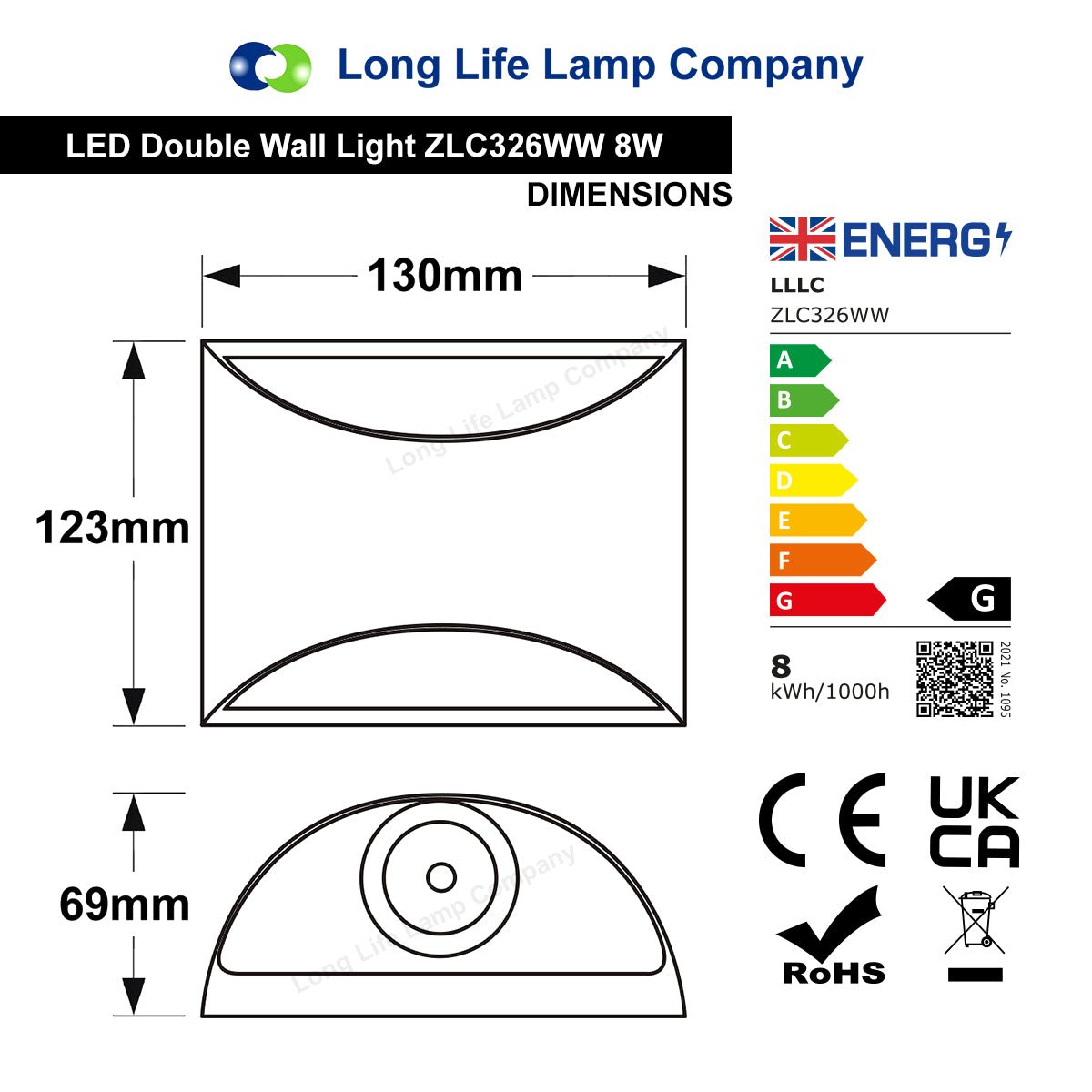 8W LED Outdoor Wall Light Warm White Stainless Steel IP54 ZLC326WW - Free delivery on all orders