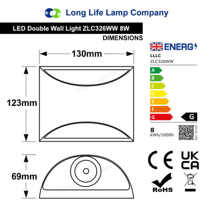 8W LED Outdoor Wall Light Warm White Stainless Steel IP54 ZLC326WW - Free delivery on all orders