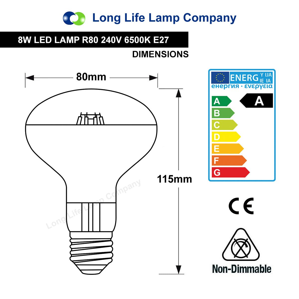 8w LED R80 Reflector Light Bulb E27 Cool White Replacement For Halogen Spots - Energy Light Bulbs - Free delivery on all orders