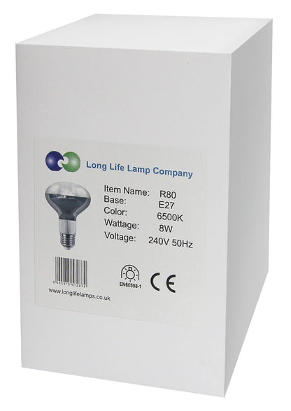 8w LED R80 Reflector Light Bulb E27 Cool White Replacement For Halogen Spots - Energy Light Bulbs - Free delivery on all orders