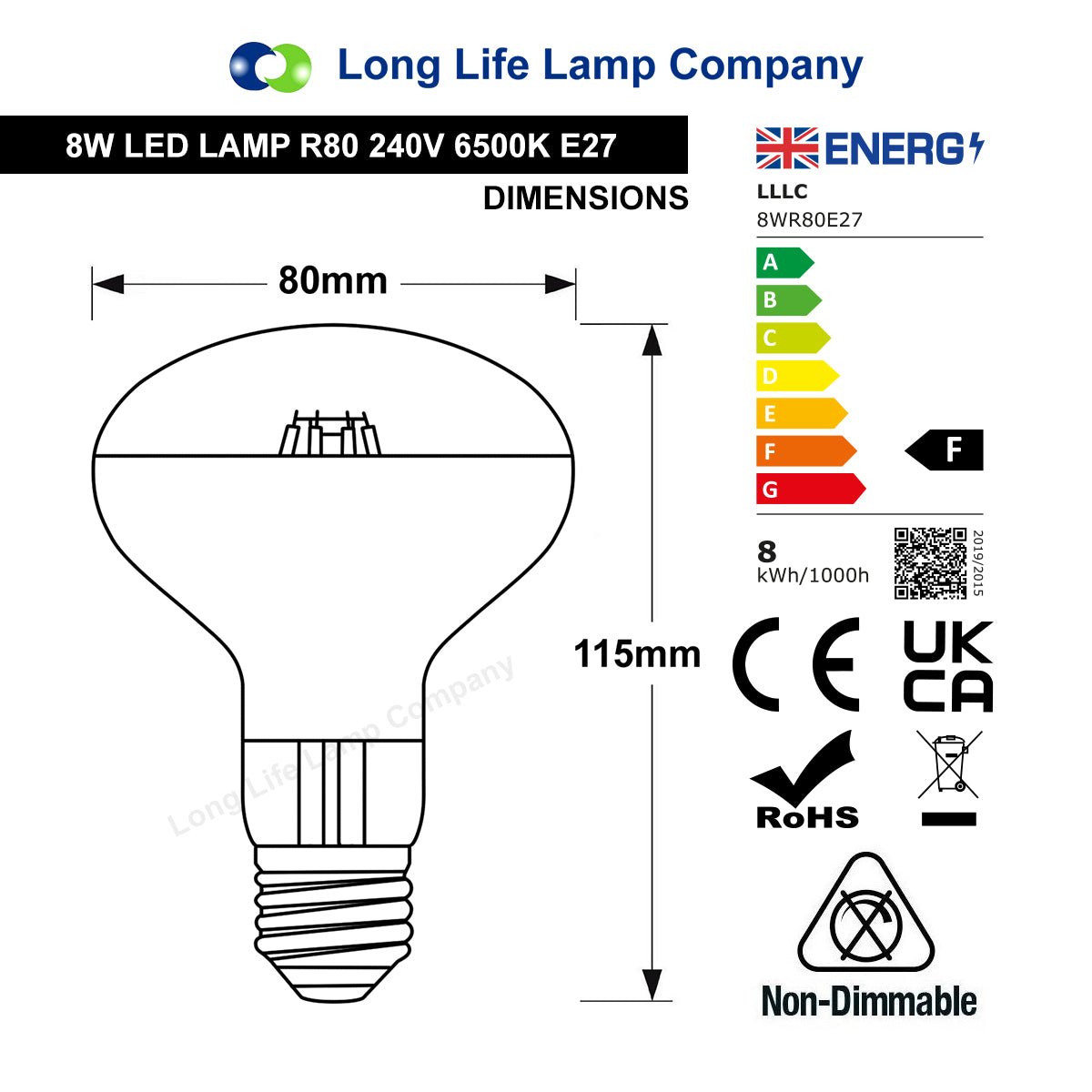 8w LED R80 Reflector Light Bulb E27 Cool White Replacement For Halogen Spots - Free delivery on all orders