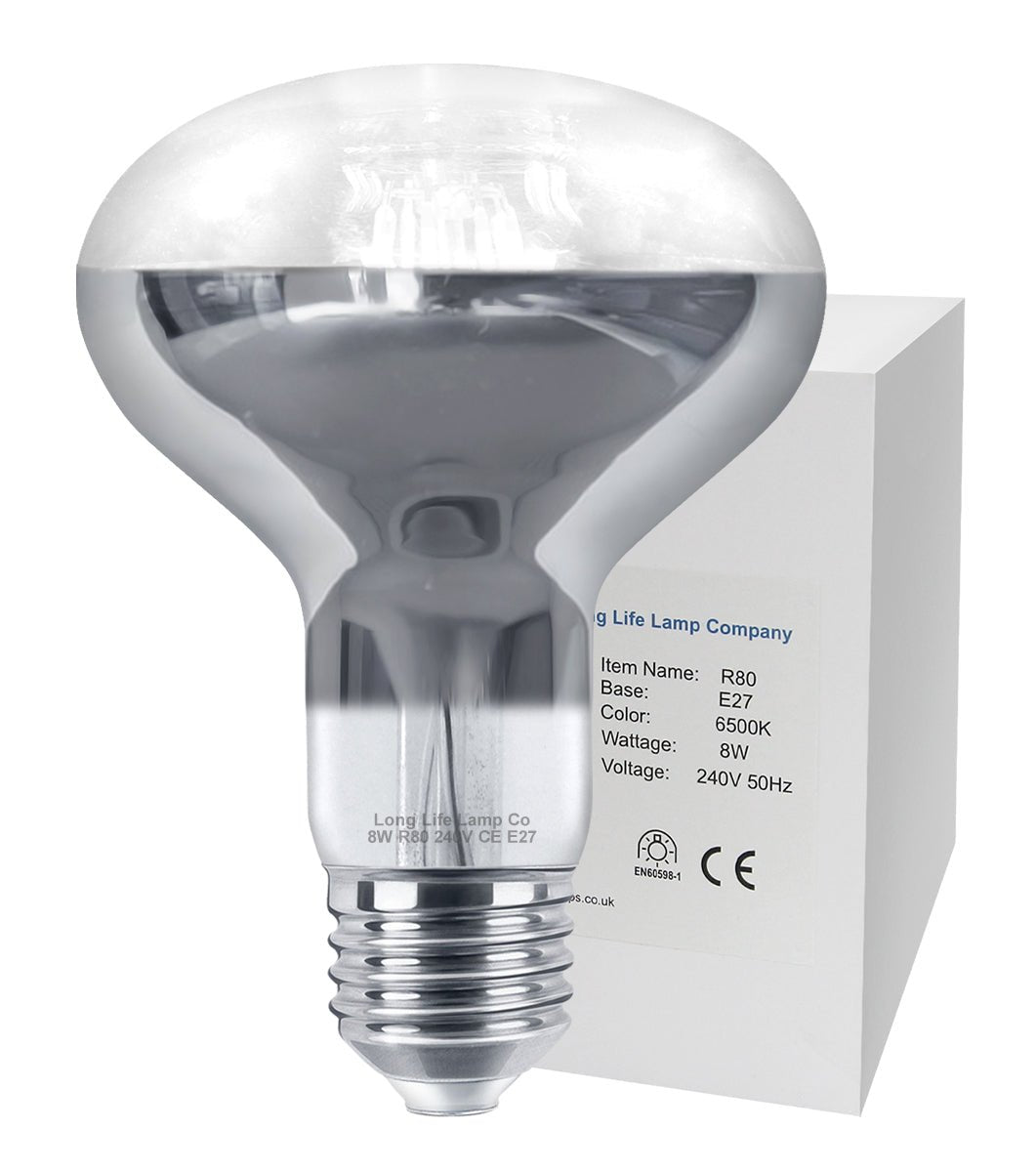 8w LED R80 Reflector Light Bulb E27 Cool White Replacement For Halogen Spots - Energy Light Bulbs - Free delivery on all orders