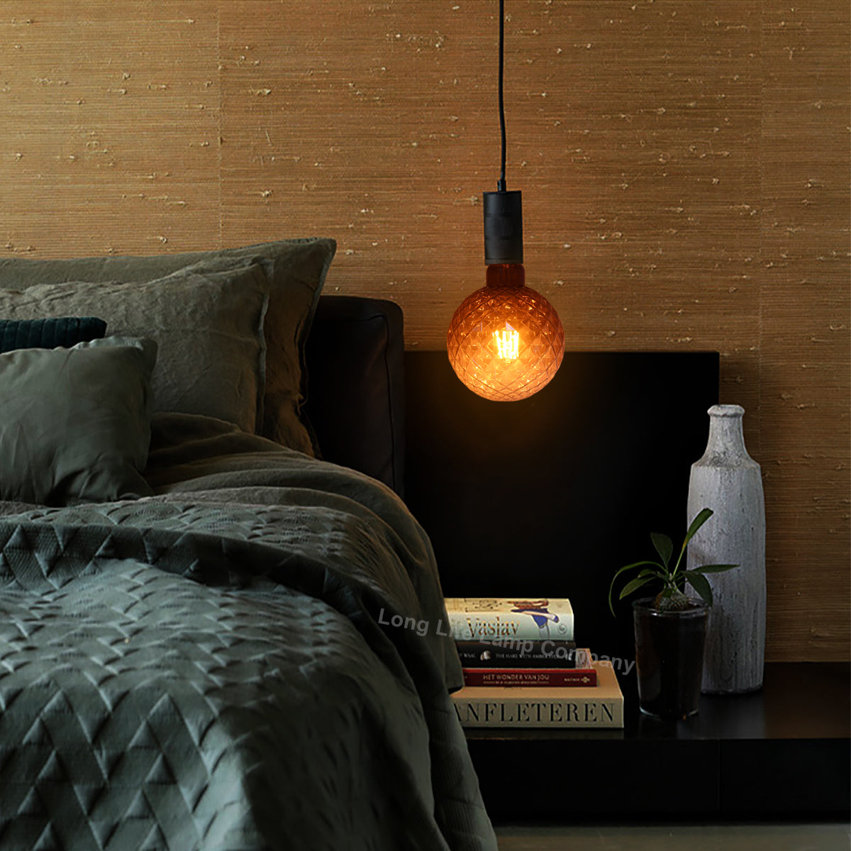 LED Glass Globe Light Bulb E27 Edison Screw Filament Classic Grey Smoked G125 Pinecone