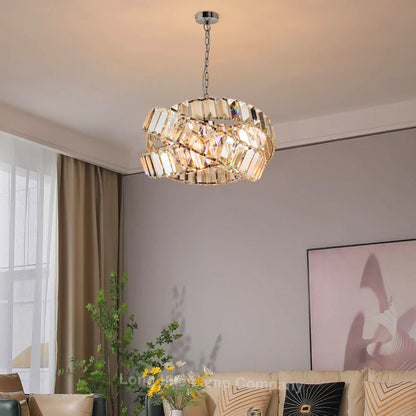 Modern Ceiling Crystal Chandelier Pendant Light Chrome Fixture Glass 3 Rings H3064