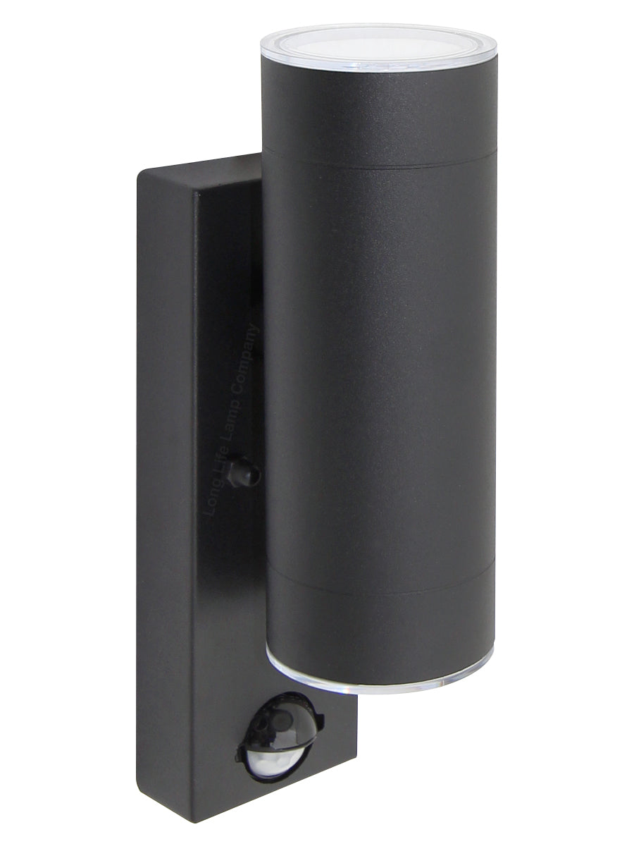 12W Black LED Double Outdoor Wall With PIR Movement Sensor Stainless Steel Cool White