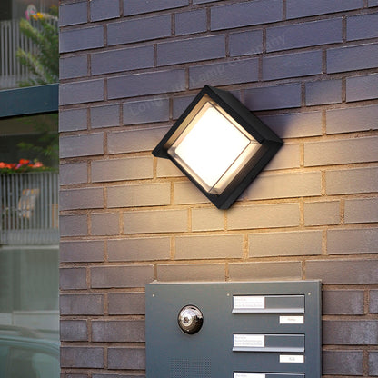 12W Outdoor Modern Square Black LED Wall Light Opal Diffuser 3000K