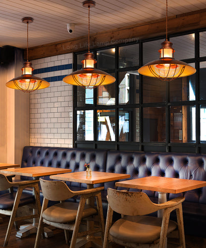 Industrial Ceiling Rustic Pendant Light Caged Lamp Shade Nautical Lantern