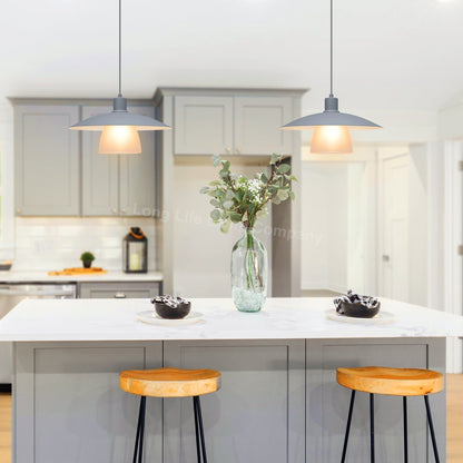 Modern Ceiling Pendant Light Grey Frosted Glass