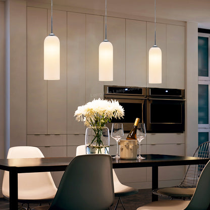 Modern White Frosted Glass Ceiling Pendant Light Tubular Lamp Shade