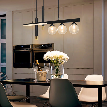 LED Bar 5 Light Black Ceiling Pendant Light Mini Glass Globes Slim Tubular