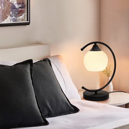 Arch Black Table Lamp Opaque Glass Globe Shade Opal Sphere T502