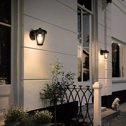 Outdoor Downward Wall Light Black Lantern Clear Diffuser IP44
