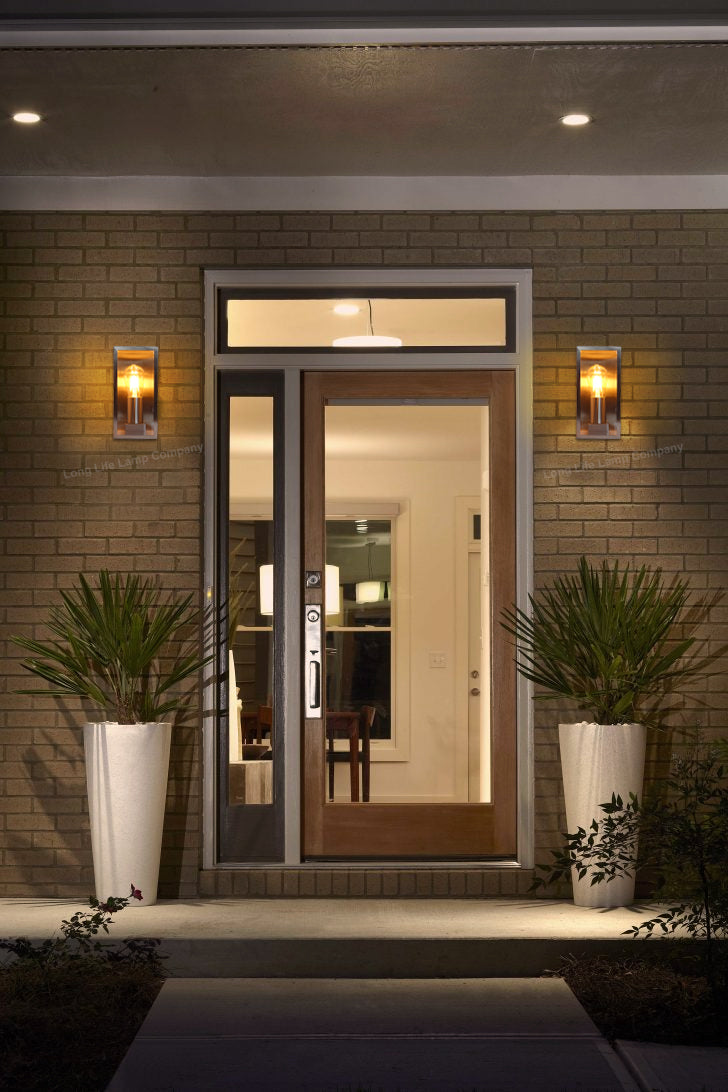 Outdoor Wall Light E27 60W Rectangular Glass Stainless Steel IP44 - Free delivery on all orders