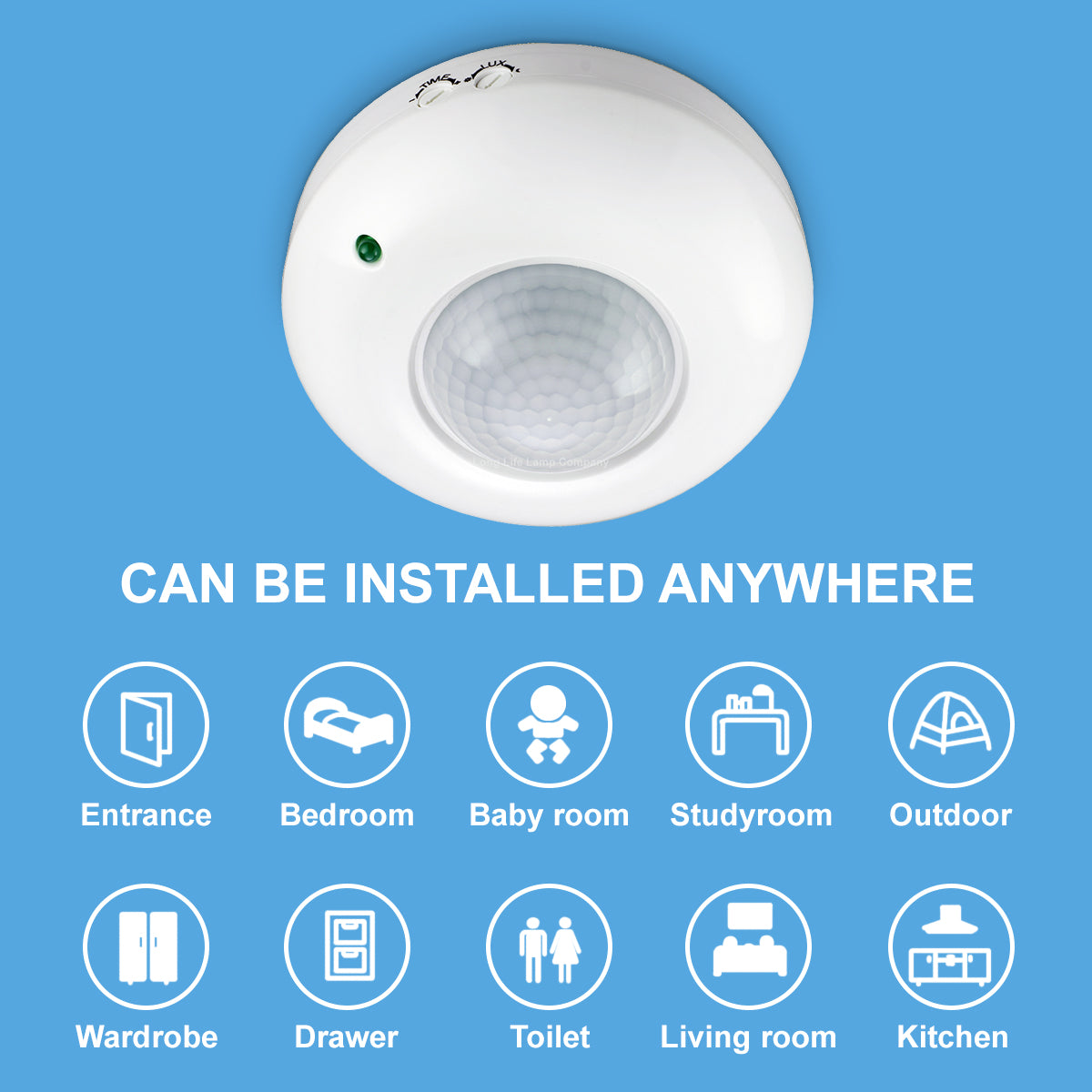 360° PIR Ceiling Motion Sensor Switch IP44 Surface Mount 1200W - Free delivery on all orders