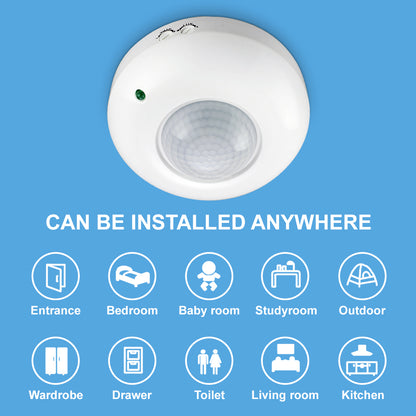 360° PIR Ceiling Motion Sensor Switch IP44 Surface Mount 1200W - Free delivery on all orders