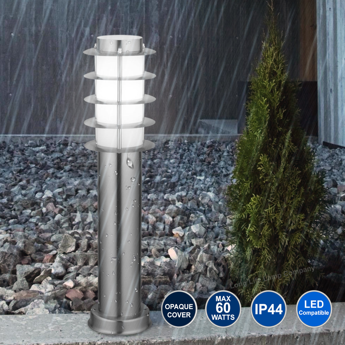 Modern Outdoor Bollard Light Stainless Steel Opaque Diffuser - Energy Light Bulbs - Free delivery on all orders