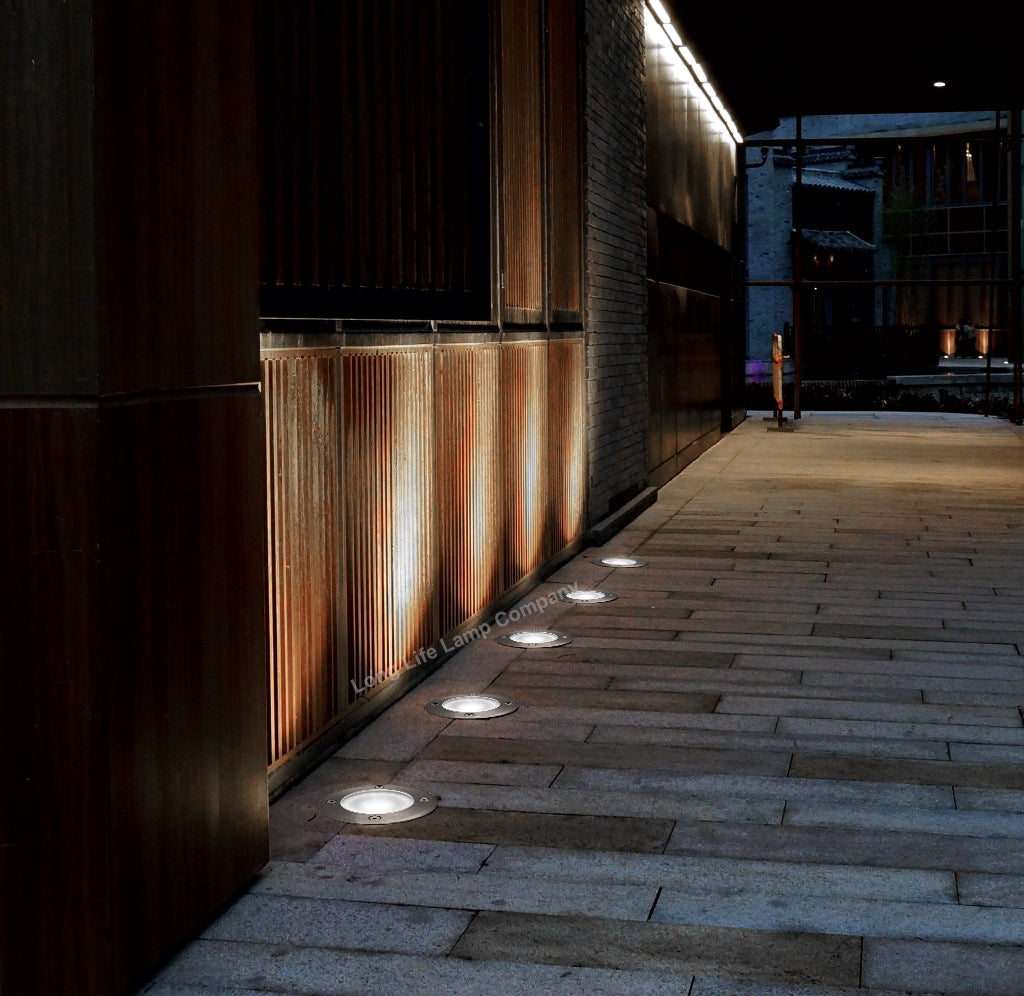 10w Outdoor Ground Walkover Light Round Cool White Brushed Chrome GL01CW