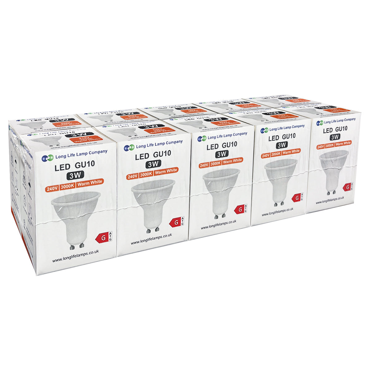 3W LED GU10 Light Bulb Warm White 3000K 5 Pack or 10 PACK