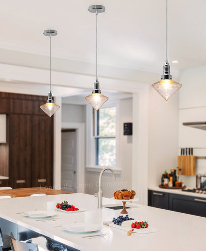 Retro Glass Diamond Shape Chrome Ceiling Pendant Light - Free delivery on all orders