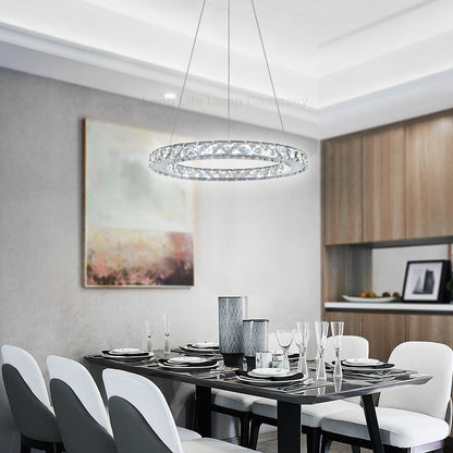 24W LED Ring Pendant Light Cool White 6000K Chrome