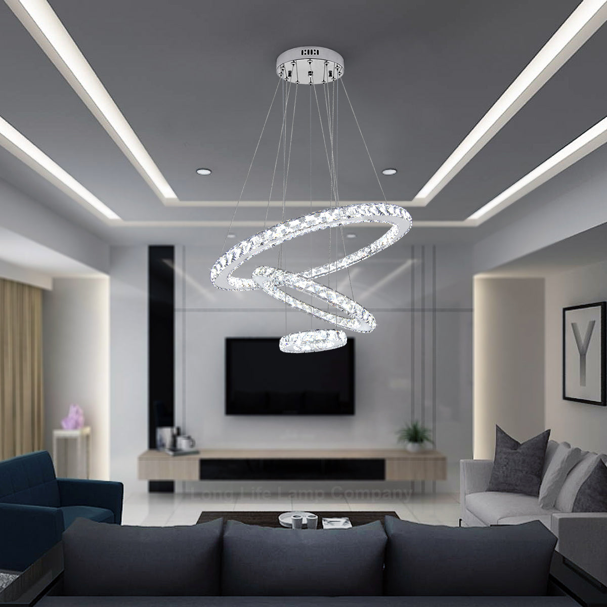 Modern Round Chandelier LED Ring Pendant Ceiling Light Cool White M0172