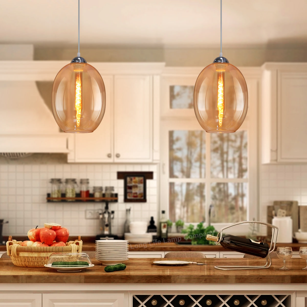 Modern Vintage Oval Glass Ceiling Pendant Light M0196 - Free delivery on all orders