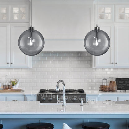 Modern Vintage Ceiling Smoked Grey Globe Pendant Light - Free delivery on all orders