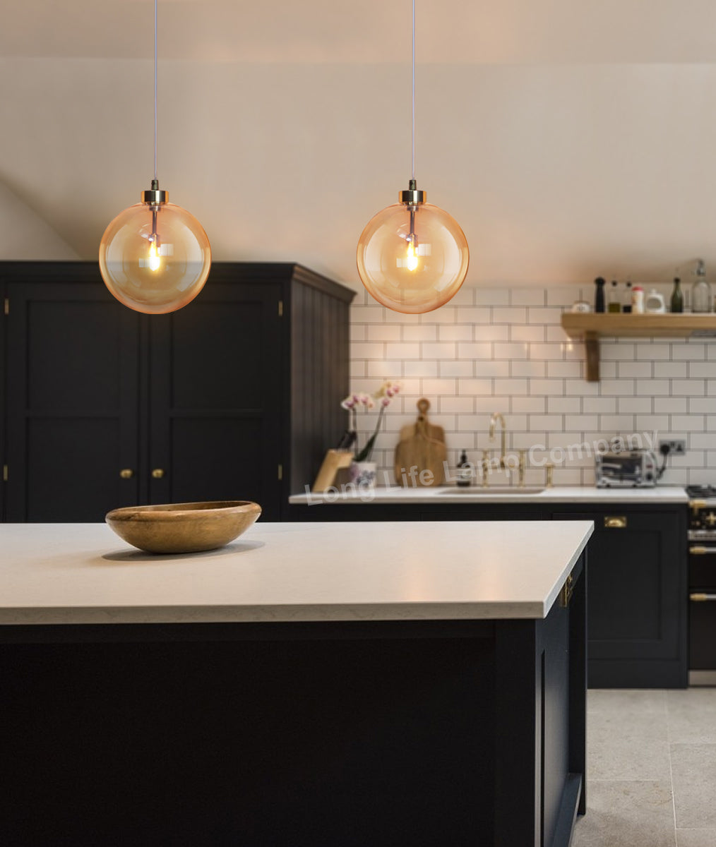Modern Vintage Ceiling Smoked Gold Globe Pendant Light - Free delivery on all orders