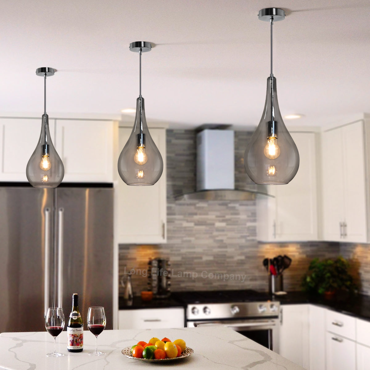 Modern Smoky Grey Glass Ceiling Pendant Light M0213
