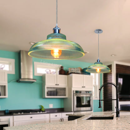 Retro Vintage Blue Glass Ceiling Pendant Light M0216