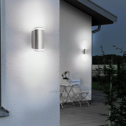 Modern 6W LED Double Outdoor Wall Light Stainless Steel Cool White