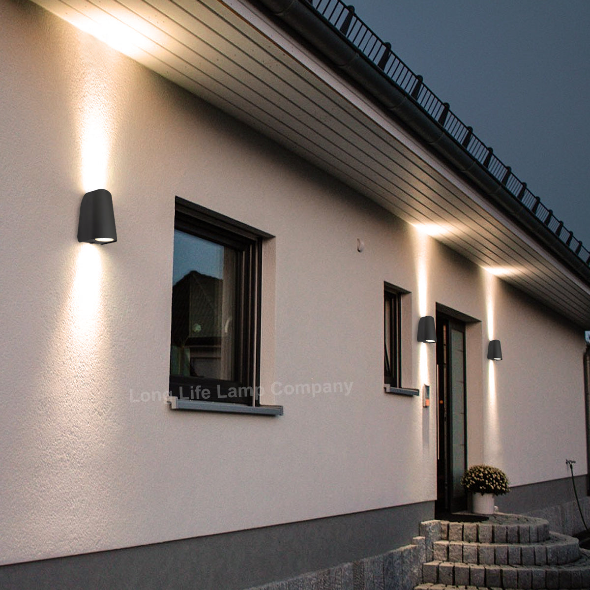 Double Outdoor Wall Light Black