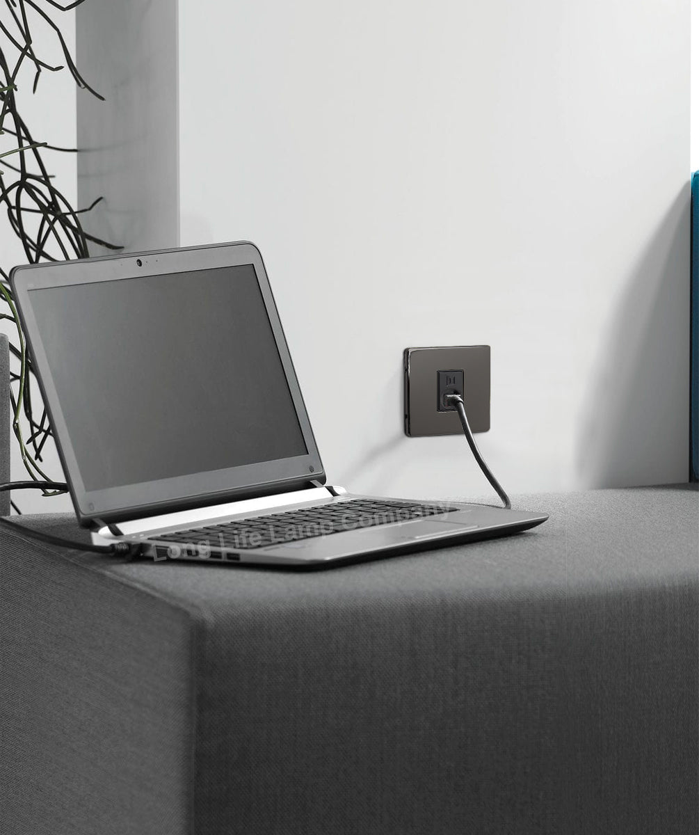 1 Gang Ethernet Port Data Socket CAT 5 Wall Plate Black Nickel Polished N442GME - Free delivery on all orders