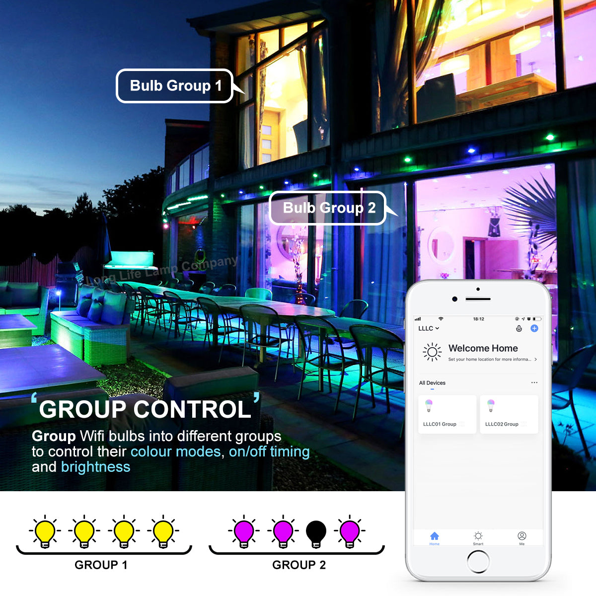 10W B22 LED Smart WiFi Light Bulb Colour Changing Mood Lamp