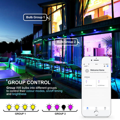 10W B22 LED Smart WiFi Light Bulb Colour Changing Mood Lamp