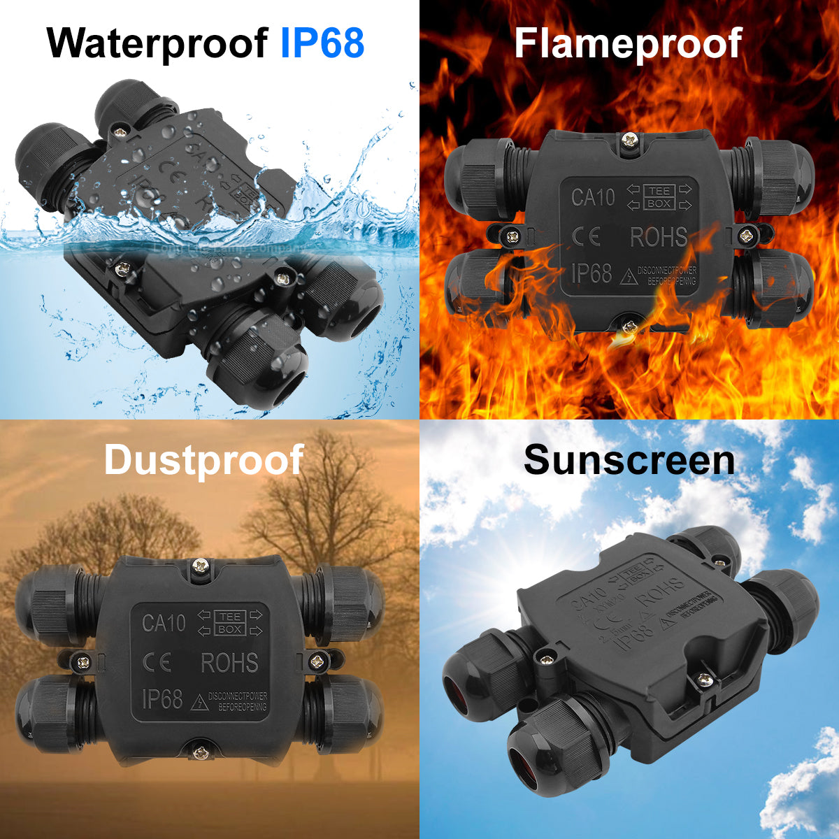4 Way Waterproof IP68 Junction Box Push Clip WB4W