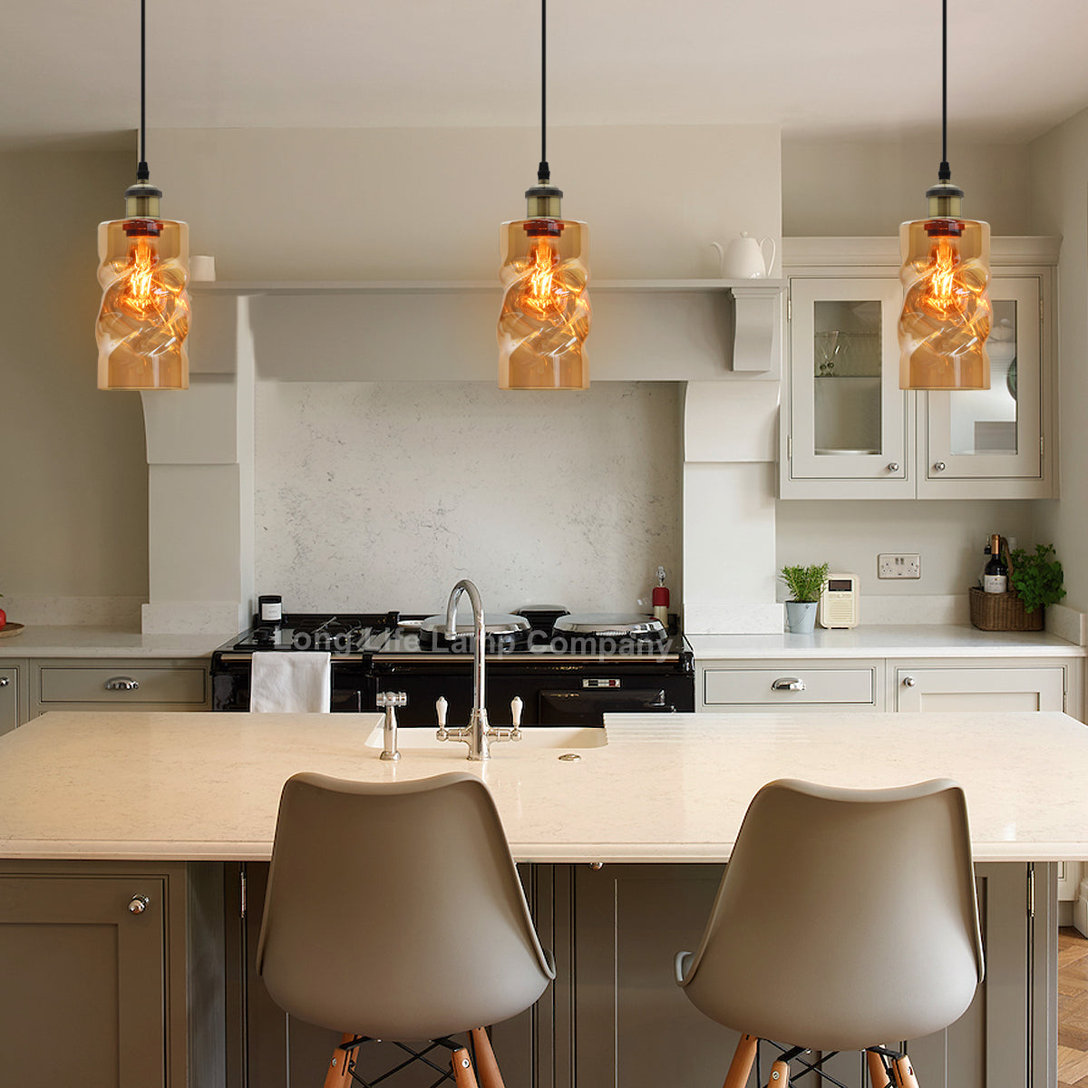 Vintage Gold Twisted Cylinder Glass Ceiling Pendant Lamp - Free delivery on all orders